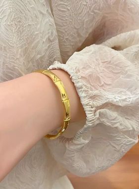 百搭竹节手镯女民族风气质个性创意节节高升手环ins小众简约手饰