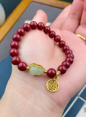 2025新款女款手链福禄红珠吉祥本命年平安葫芦气质复古手串优雅