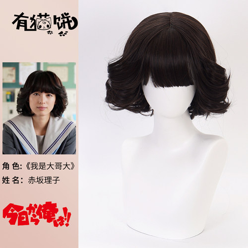 有猫饼 我是大哥大 三桥贵志 赤坂理子 早川京子 伊藤真司cos假发 - 图2