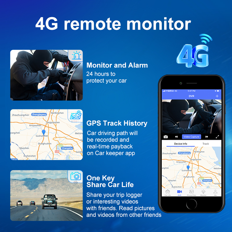 新款车载海外安卓谷歌4G后视镜GPS行车记录仪导航CarPlay手机互联-图1
