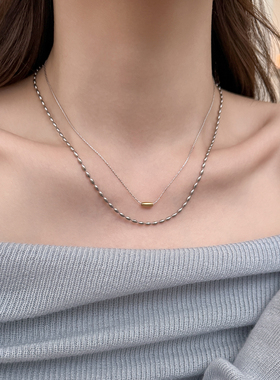 新款双色豆豆米粒项链女双层叠戴时尚百搭不掉色锁骨链ins冷淡风