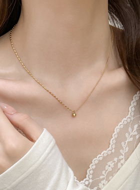 可水洗不掉色！高级感小众简约一颗小金珠项链气质转运珠锁骨链女