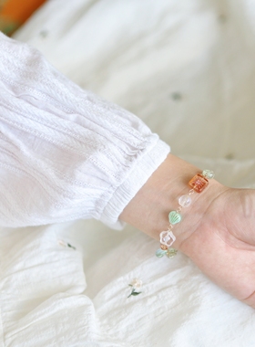 Iris原创捷克珠手链【薄荷气泡】手作复古小众女生手串闺蜜礼物