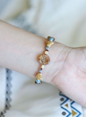 Iris原创设计捷克珠手链【海盐冰茶】复古小众女生手串夏天小清新