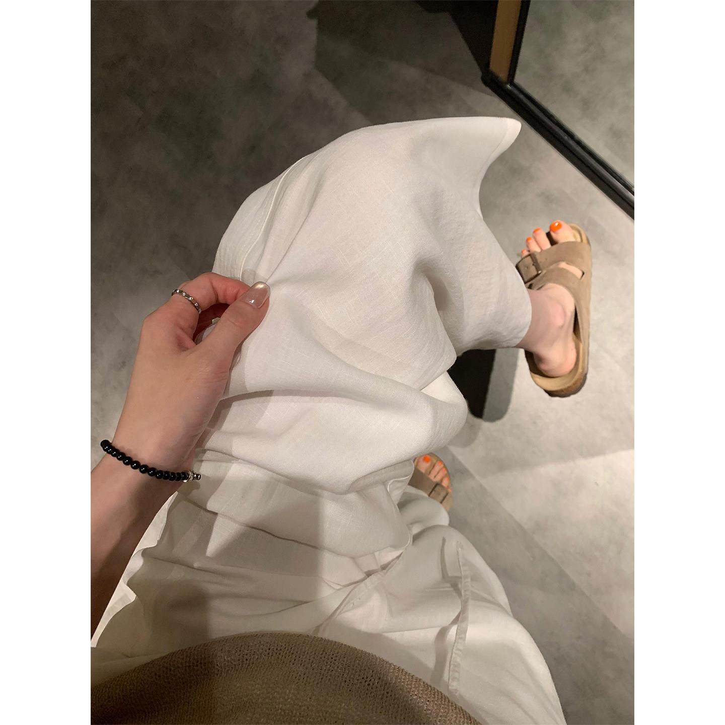 白色亚麻裤子女2025秋冬新款胖妹妹mm高腰宽松显瘦阔腿棉麻凉凉裤,淘宝优惠券,粉丝福利购,淘宝优惠卷