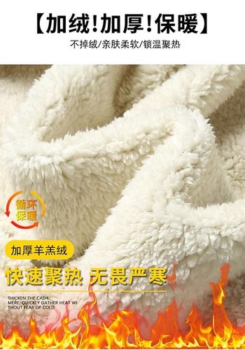 加肥加大码男士羊羔绒立领上衣秋冬宽松加绒加厚保暖开衫卫衣外套 - 图3