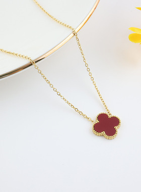 韩国幸运四叶草项链不锈钢花朵吊坠网红爆款锁骨链饰品女简约首饰