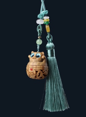 阿根廷绿檀镂空香囊许愿兔莲花葫芦夜光石扩香器挂件檀香饰品装饰