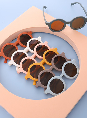 2022新款时尚圆框糖果色太阳镜 儿童沙滩眼镜厂家 现货一件代发