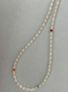 14K包金彩色单珠珍珠项链百搭