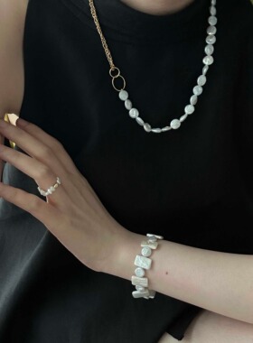 小众简约高级感ins淡水金珠戒指