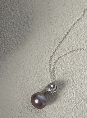 珍珠项链纯银高级感小众魅紫钻链