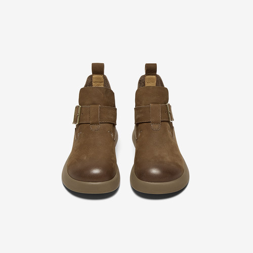 专柜正品百思图2025冬季牛皮擦色马丁靴大黄靴休闲女短靴S2263DD5 - 图2