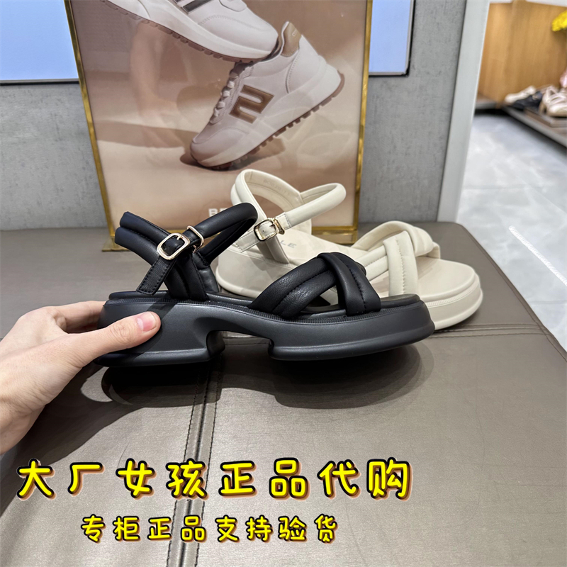 专柜正品Belle/百丽2023年夏款一字带凉鞋女鞋运动厚底凉鞋Z9C1D - 图1