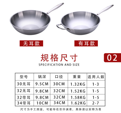 德国技术无油烟不粘锅不锈钢炒锅家用无涂层炒菜锅电磁炉燃气适用-图0