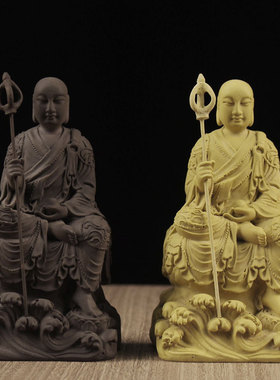 4寸紫砂土地公 吕洞宾摆设摆件 地藏王 地主爷家居摆件工艺品