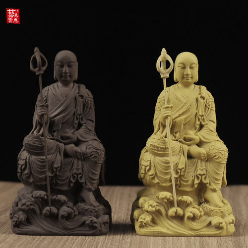 4寸紫砂土地公 吕洞宾摆设摆件 地藏王 地主爷家居摆件工艺品 - 图1