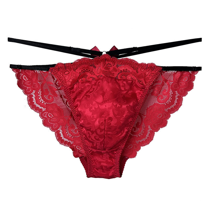 一夜千丝真丝提花性感男士三角裤低腰舒适双层囊袋个性蝴蝶内裤男,淘宝优惠券,粉丝福利购,淘宝优惠卷