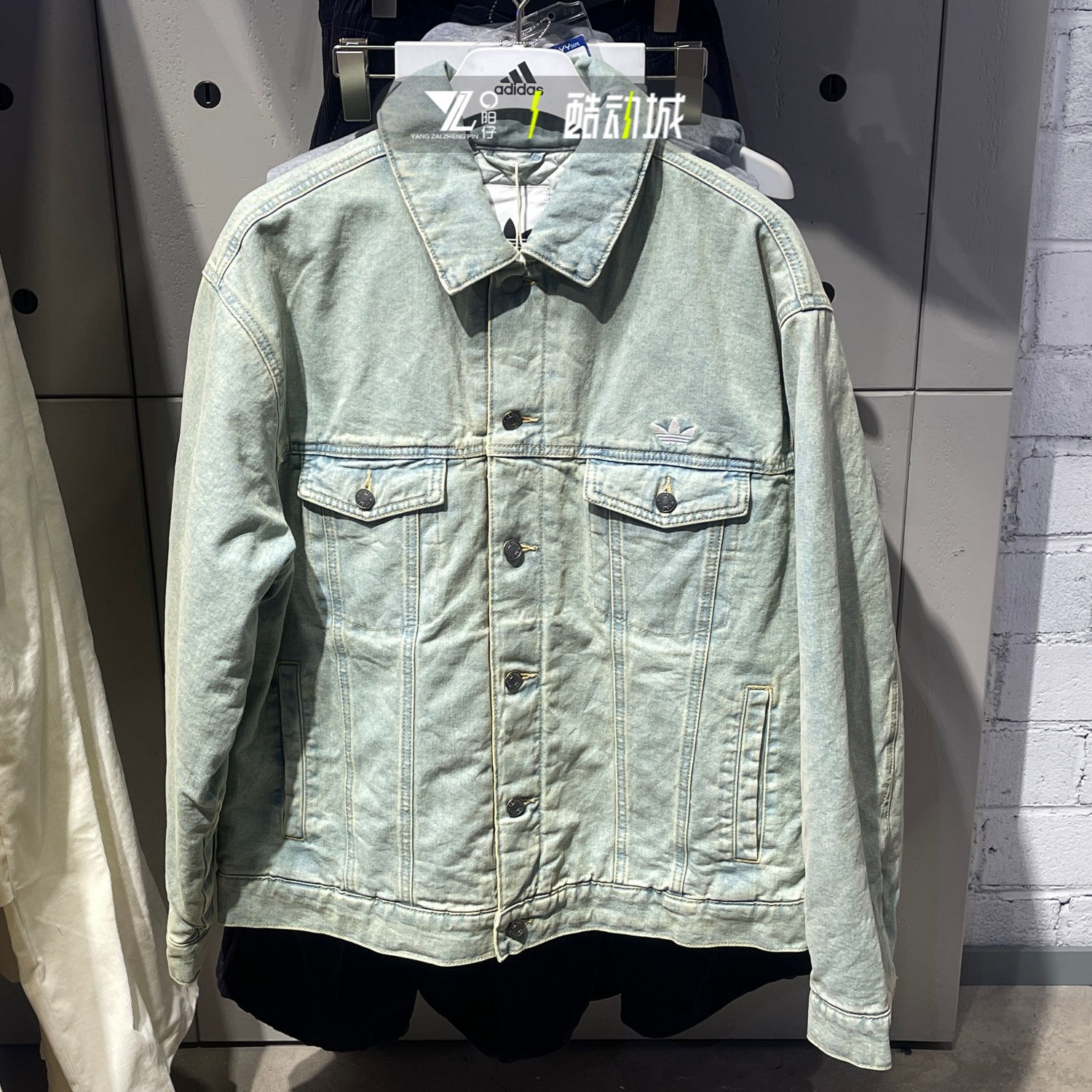 adidas三叶草男女保暖防风复古街头风牛仔棉衣外套KC2624 KB5447 - 图2