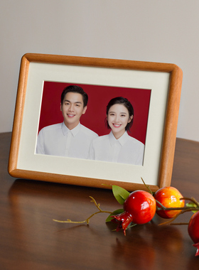 结婚登记证件照摆台洗照片做成2寸迷你实木相框打印纪念装裱礼物