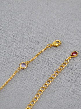 简约时尚轻奢彩色宝石不对称项链