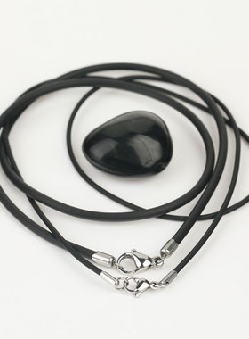 韩版进口黑色硅胶皮绳龙虾扣钛钢