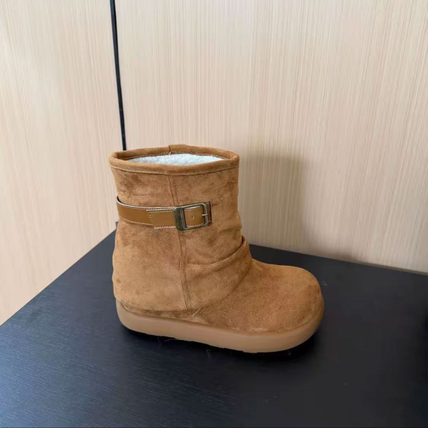 韩版短靴雪地靴女冬季保暖加绒皮带扣厚底增高防滑软底一脚蹬棉靴,淘宝优惠券,粉丝福利购,淘宝优惠卷