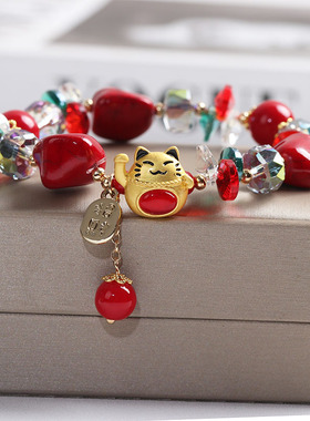 新年喜庆红色龙年本命年手链女