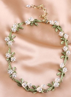 女合金天然淡水珍珠铃兰花