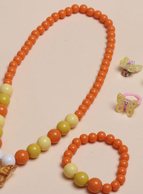 新韩版多巴胺彩色爱心儿童项链女童宝宝首饰珍珠蝴蝶锁骨链脖颈链