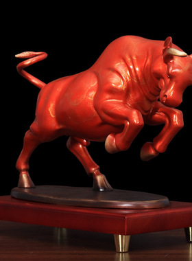 招财铜牛摆件 全铜牛转乾坤工艺装饰品办公桌室客厅风水华尔街牛