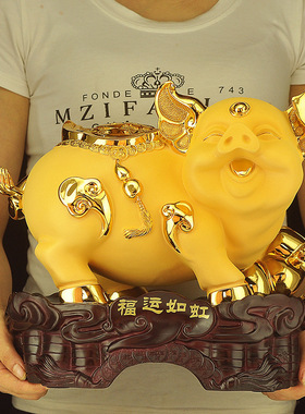 金猪摆件招财十二生肖猪风水创意工艺品家居可爱客厅酒柜装饰品