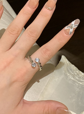 韩国东大门新款锆石圆形开口戒指简约时尚食指戒轻奢高级感手饰女