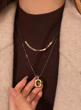 韩国东大门新款吊坠项链复古轻奢高级感锁骨链小众气质百搭饰品女
