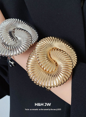 韩国东大门新款几何缠绕纹路开口手镯简约时尚手环轻奢高级感手饰