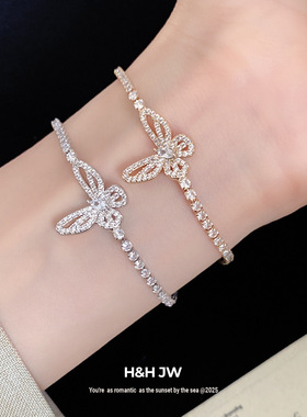 韩国东大门新款法式锆石蝴蝶卡扣手链轻奢高级感手环复古精致手饰