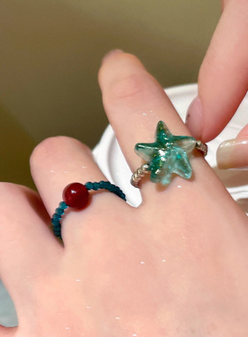 韩国东大门百搭琉璃戒指