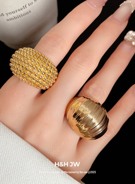 新款欧美夸张圆形开口戒指复古简约时尚气质食指戒轻奢高级感手饰