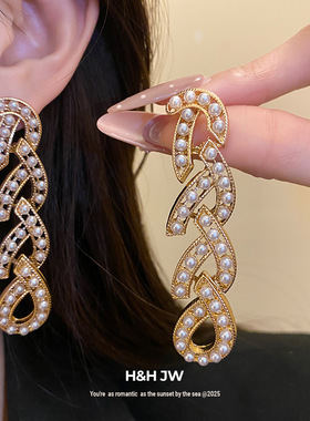 韩国东大门新款珍珠耳环项链复古宫廷风气质锁骨链轻奢高级感项饰