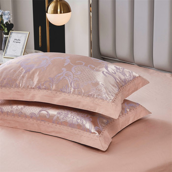 European light luxury high-end 100% cotton bed sheets single piece cotton rounded corner lace large bed sheet pillowcase three-piece set ສີແຂງ