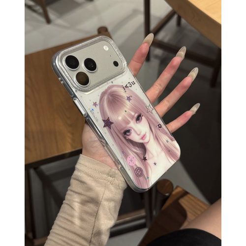 韩系ins甜酷闪闪金发少女适用苹果18promax手机壳iphone17pro新款16可爱卡通15高级感17女18全包防摔保护套软 - 图1
