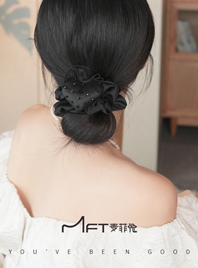 兰壹壹草莓发圈黑色布艺高弹力发绳日常优雅气质头绳
