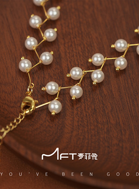 兰壹壹麦浪项链2024新款轻奢锁骨链间隔交错高级感