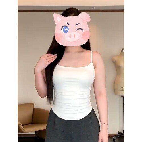 大码纯欲辣妹遮副乳白色吊带背心女夏季微胖mm显瘦内搭外穿小上衣 - 图0