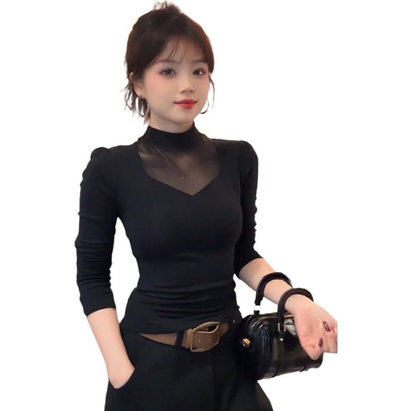 大码胖mm半高领加绒磨毛内搭打底衫T恤女秋冬设计感蕾丝气质上衣,淘宝优惠券,粉丝福利购,淘宝优惠卷