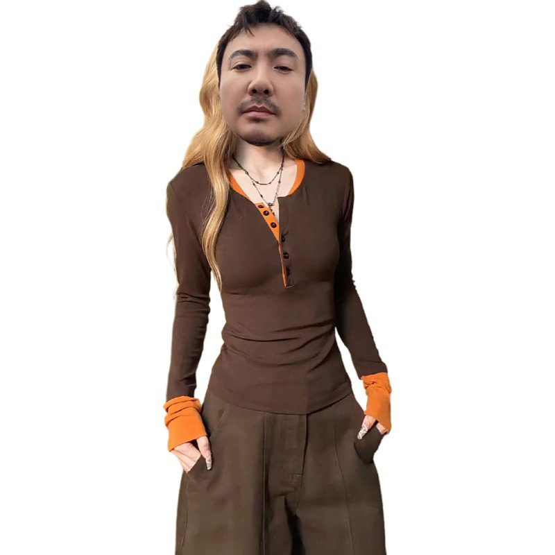 大码胖MM美式老钱风撞色长袖T恤女早秋显瘦气质设计感打底衫上衣,淘宝优惠券,粉丝福利购,淘宝优惠卷
