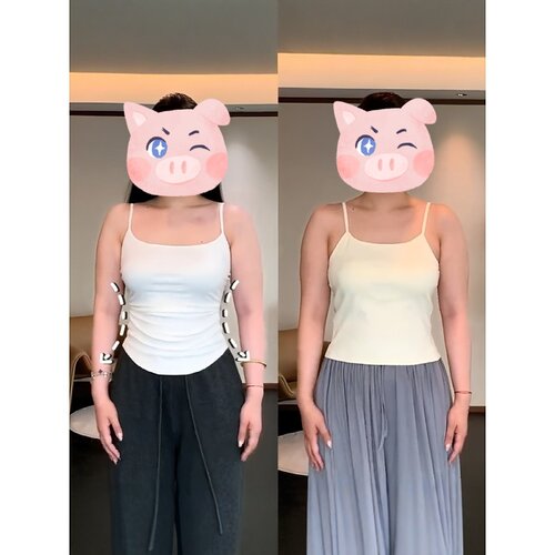 大码纯欲辣妹遮副乳白色吊带背心女夏季微胖mm显瘦内搭外穿小上衣 - 图1