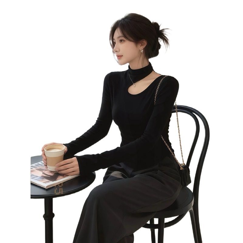 大码胖mm加绒磨毛半高领镂空长袖T恤女秋冬季修身显瘦打底衫上衣,淘宝优惠券,粉丝福利购,淘宝优惠卷