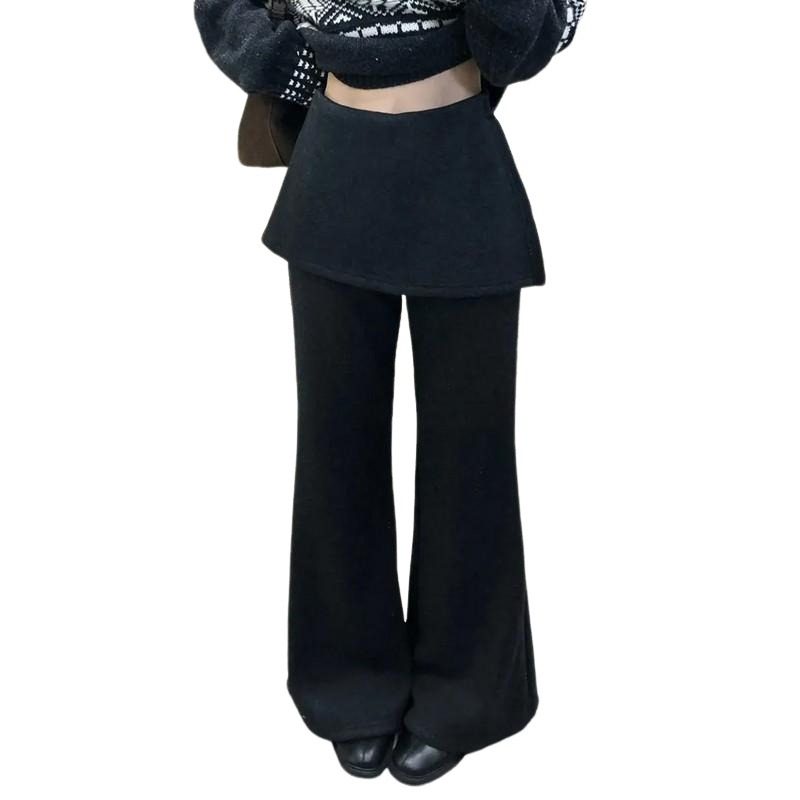 大码胖mm高腰垂感叠穿裙裤女2025春装新款小众设计感微喇叭马蹄裤,淘宝优惠券,粉丝福利购,淘宝优惠卷