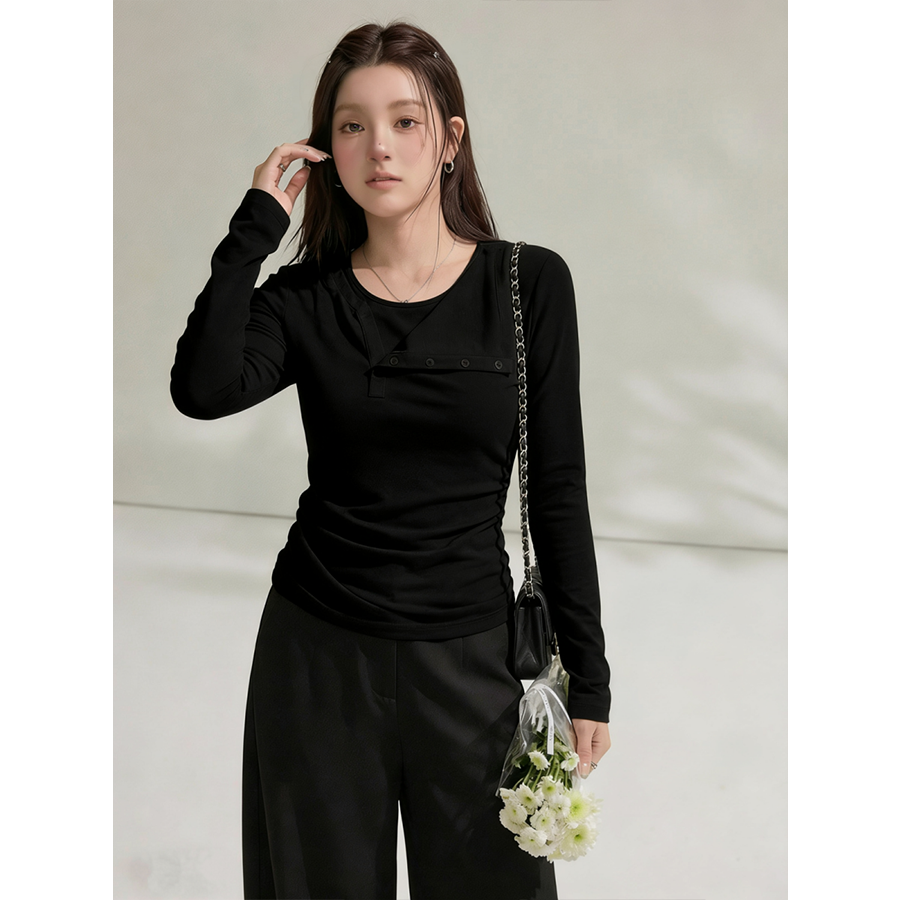 大码胖妹妹半开领打底衫女内搭2026春季新款设计感修身长袖上衣女,淘宝优惠券,粉丝福利购,淘宝优惠卷